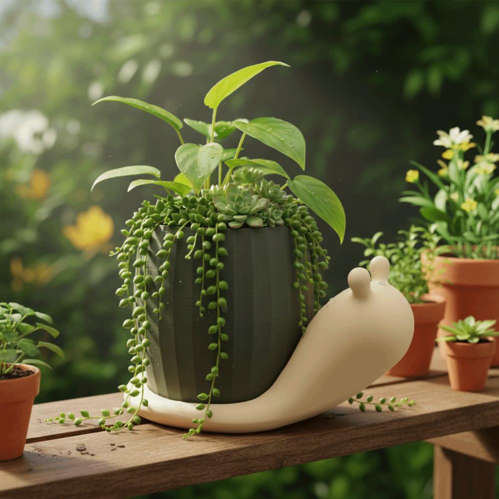 Modern Unique Snail-shaped Flower Pot Cute Corrosion Resistant Eco-Friendly Planter Plastic Growing Pots Balcony