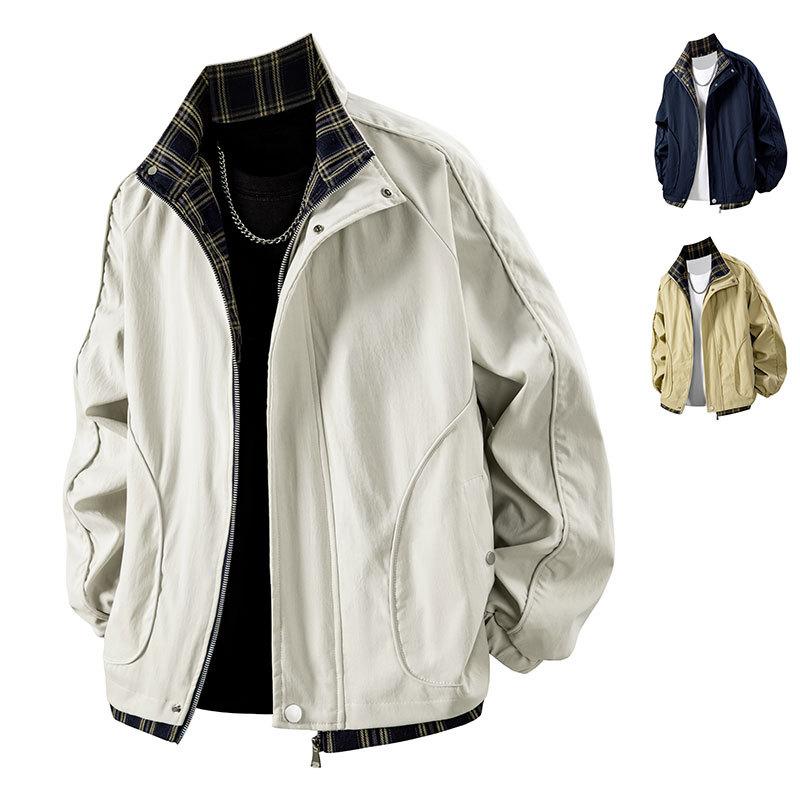 New Fake Two-piece Jacket Trendy Men's Spring and Autumn American Lapels and Handsome Versatile Loose Casual Jacket