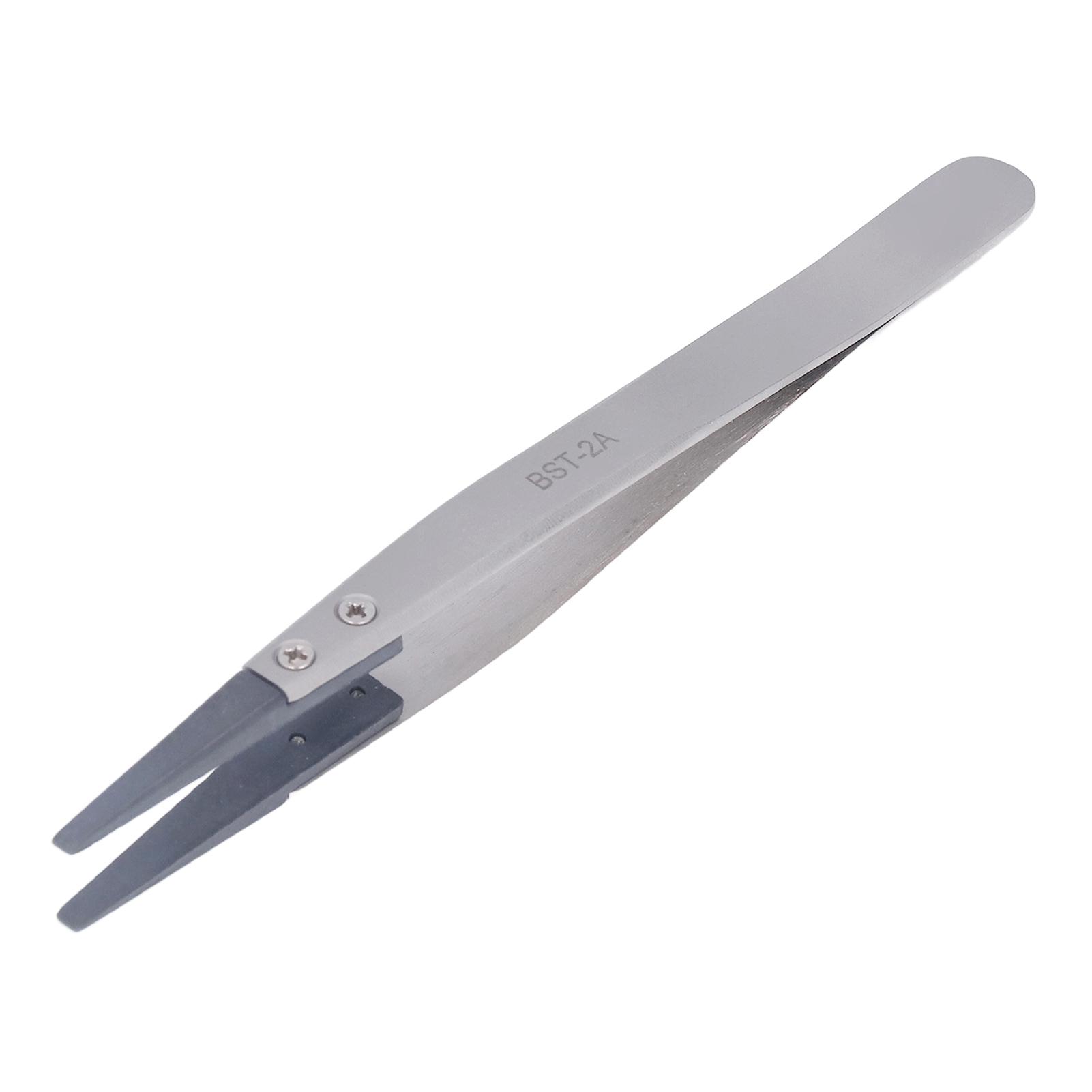 

Anti Static Tweezers ESD Firm Clamping Flat Tip Electronics Hand Tool for Repair