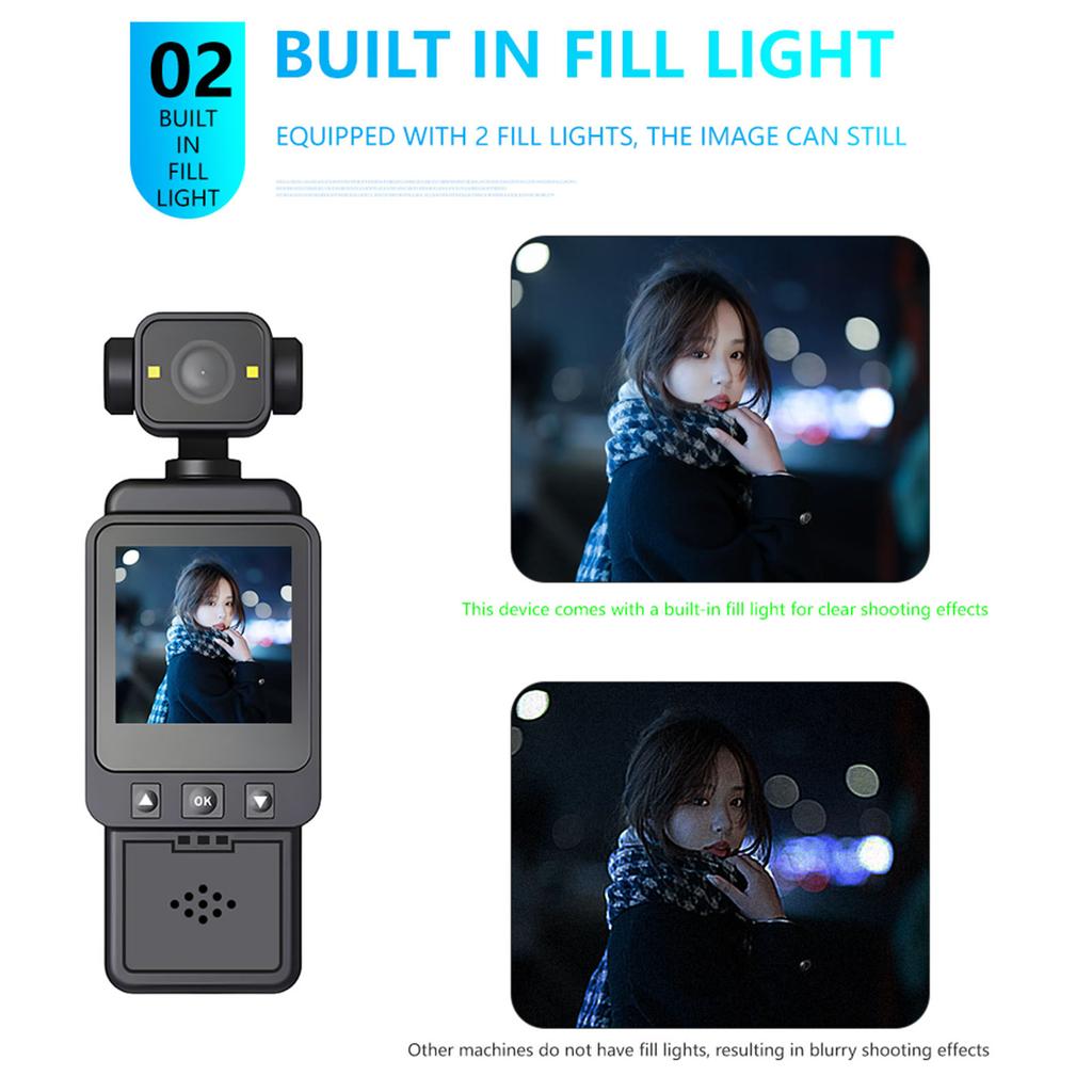 1080P WiFi Outdoor Video Recorder 270° Rotation HD Handheld Sports Camera Portable Pocket Camcorder for Cycling Vlogging Sports