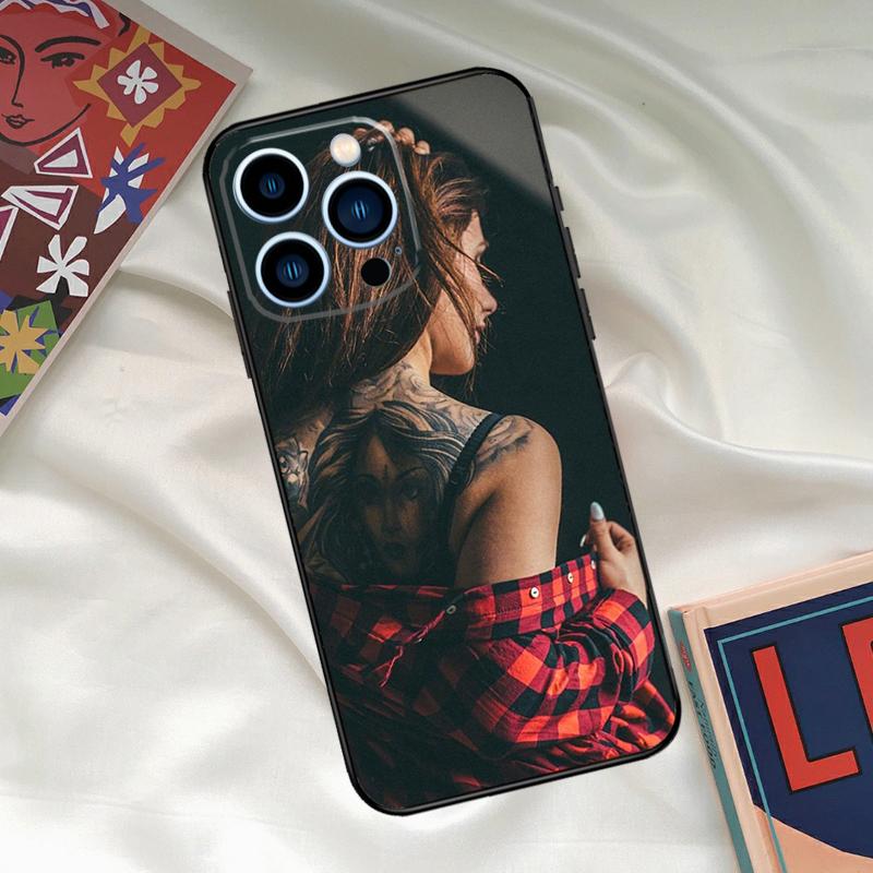 Sexy Tattoo Girl Phone Case For iPhone 16 15 14 13 12 11 17 Pro Max 15 16 Plus 12 Mini 16e 17 Air Funda Cover
