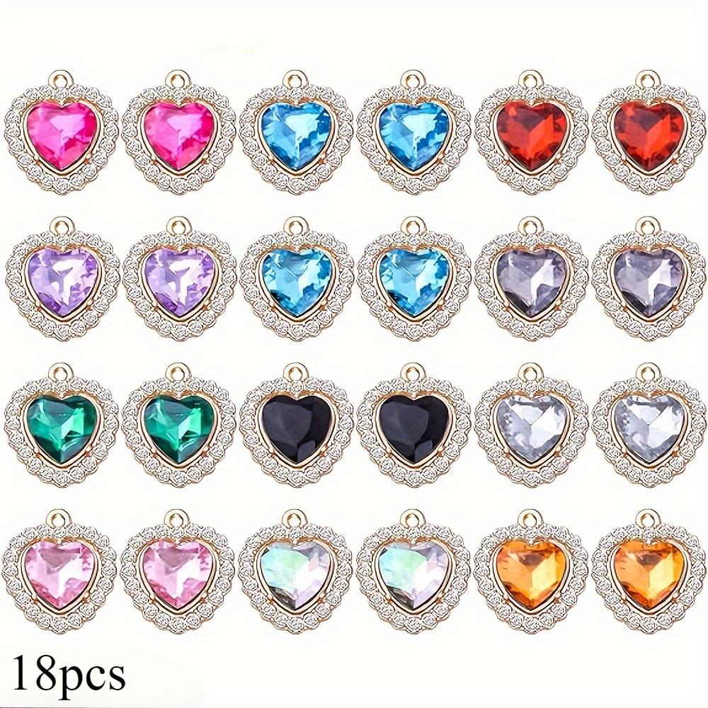 4/18pcs Sparkling Alloy Love Pendant Color Necklace Bracelet Accessories Peach Heart Pendant Material DIY Bracelet Necklace Earrings Keychain