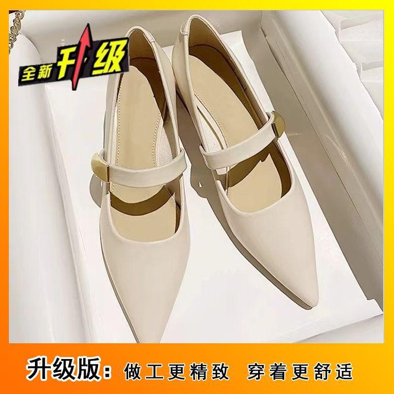 

Thick-soled tall women s French retro single shoes 2025 autumn and winter pointed thick heel word with shallow mouth Mary Jane shoes explosion 40