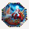 1pc Christmas Ornament Automatic Umbrella - Stylish, Durable, with 8-Rib Manual Open Design, Elegant Black Handleyy250920163
