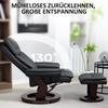 Relaxation Chair With Footstool Adjustable Armchair Artificial Leather Upholstered Chair With Foldable Backrest Black
