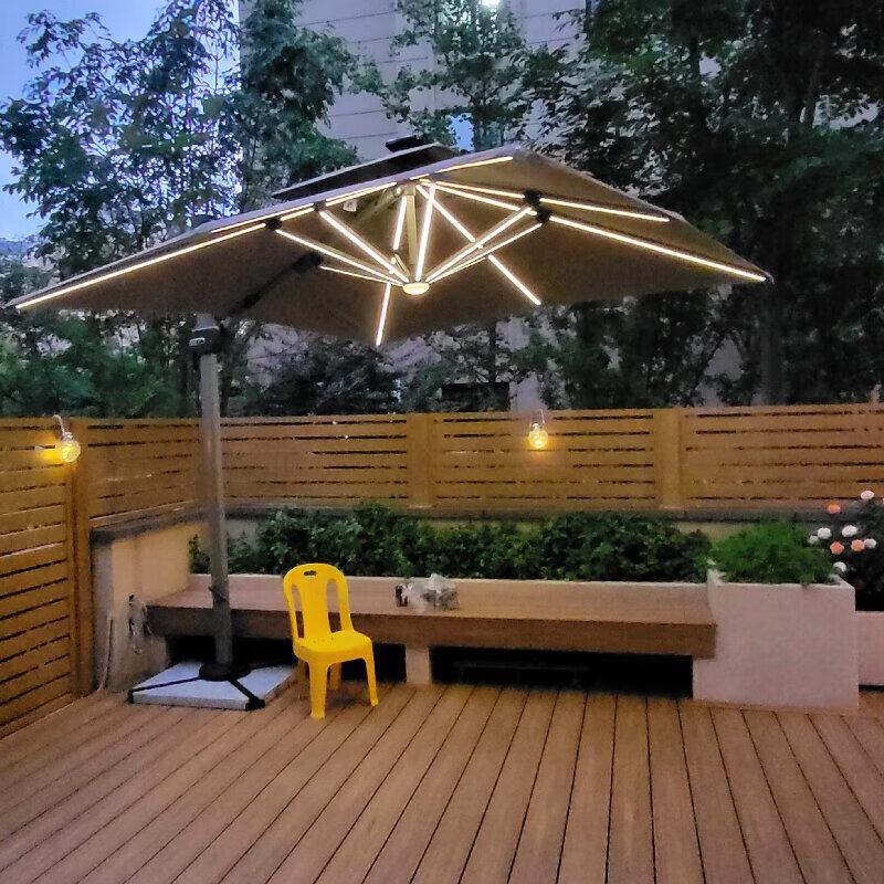 Foteng Outdoor Solar Roman Patio Umbrella with LED Lights