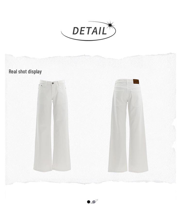 Women's Autumn 2025 White Retro Low-Waist Loose Straight-Leg Floor-Length Jeans