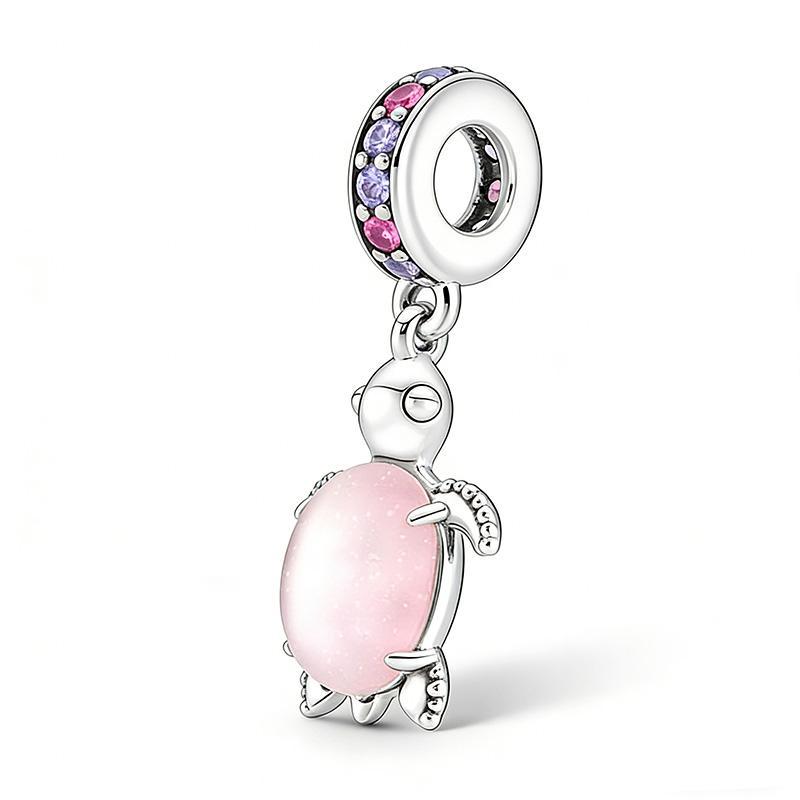 

New Charms Beads SparklingCherry Blossom&Heart Tag&North Star&Sea Turtle Beads Fit Pendant Bracelet Women Jewelry Gift