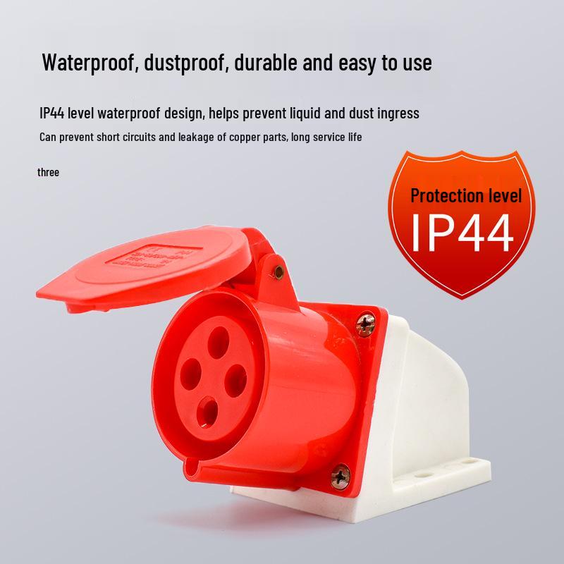 Waterproof IP44 Surface Mounted Industrial Power Socket Plug (3/4/5 Core)