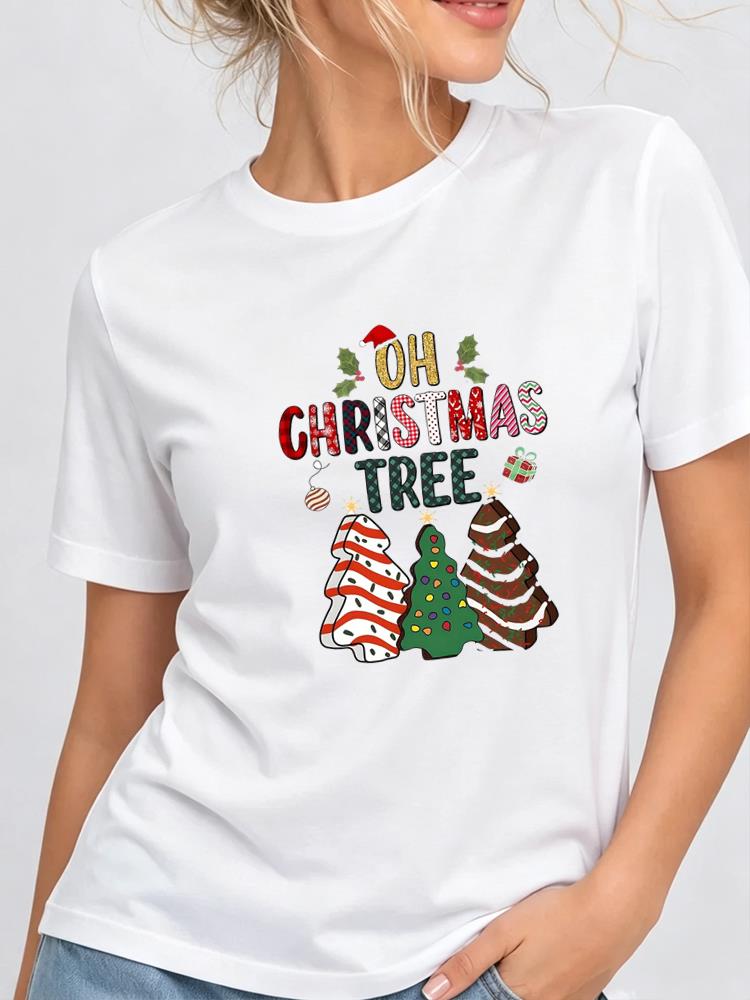 (Asian Size) faith cute flower Print Woman Clothing New Year T Shirt Christmas Festival Tee Women Fashion Top Short Sleeve Graphic T-shirt