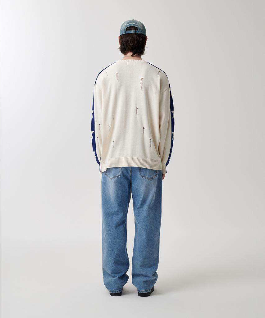 MAHAGRID Star Crash Knit Crewneck Beige(Mg2Fsmk610A)