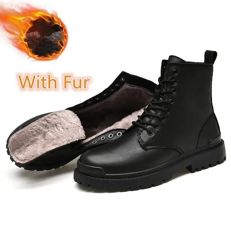 Fashion Fashion Mens Boots Autumn Winter Men Boots Genuine Leather Casual Shoes  For Man Retro Motorcycle Boots Big Size 38-48