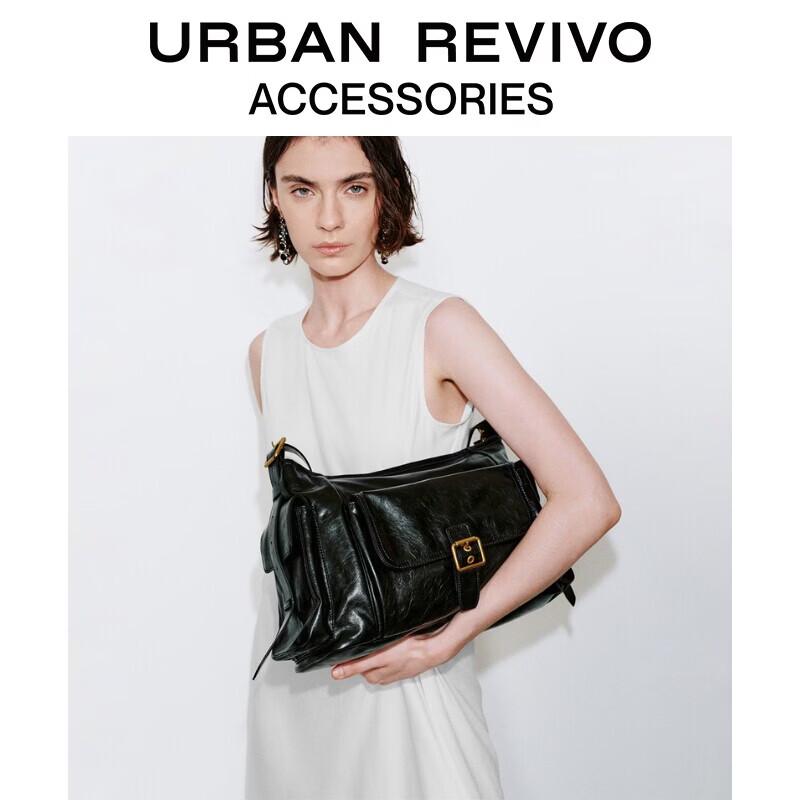 URBAN REVIVO Wax Leather Gold Buckle Crossbody Bag One Size