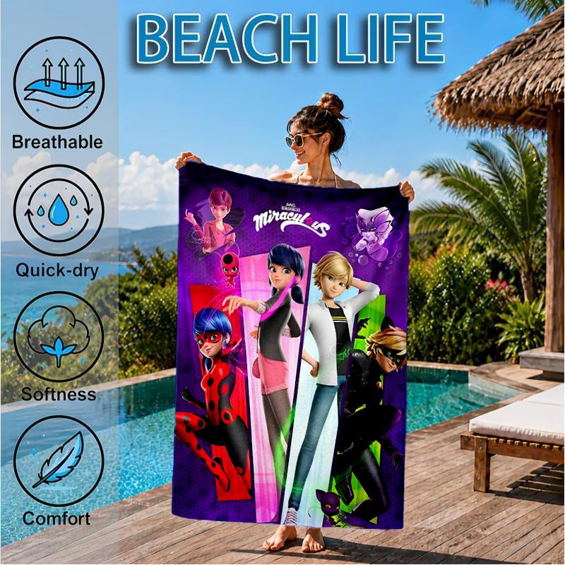 Ladybug Magic Adventure Beach Towel, Super Soft Microfiber, Perfect Gift for Her/Him, Birthday, for Pool, Beach, Travel, Decor Beach Party