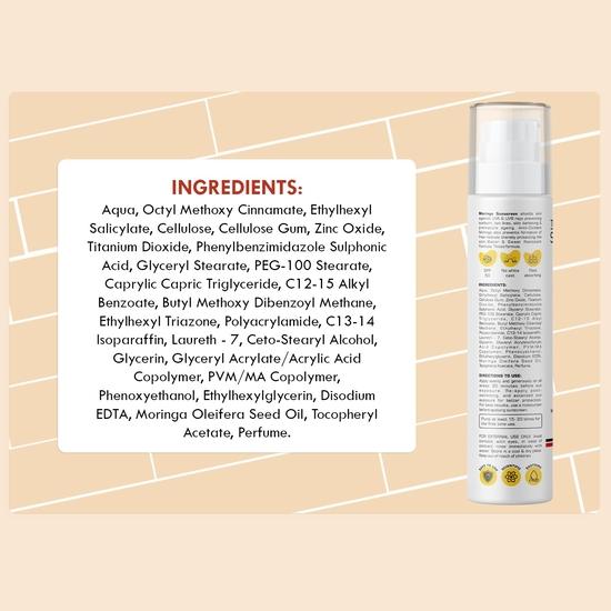 The Skin Story Moringa Sunscreen SPF 50 | Broad Spectrum UVA & UVB Protection | For Men and Women | Anti-Aging Formula  | for All Skin Types 40g