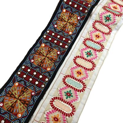 1 Yarda Encaje Bohemio Hecho a Mano Ribete de Cinta Lentejuelada Vintage Suministros de Costura