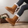 Fashion Women Mid-calf Boots Solid Color Classic Retro Shoes Women Thick Plush Thick Sole Ankle Boots Non-slip Fashion Snow Boots Women