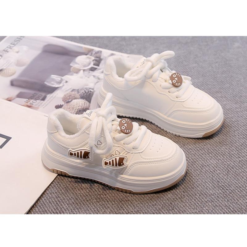 Kids Warm Lined Cute Cartoon Decor Casual Thick Sole Board Shoes 27 бежевый