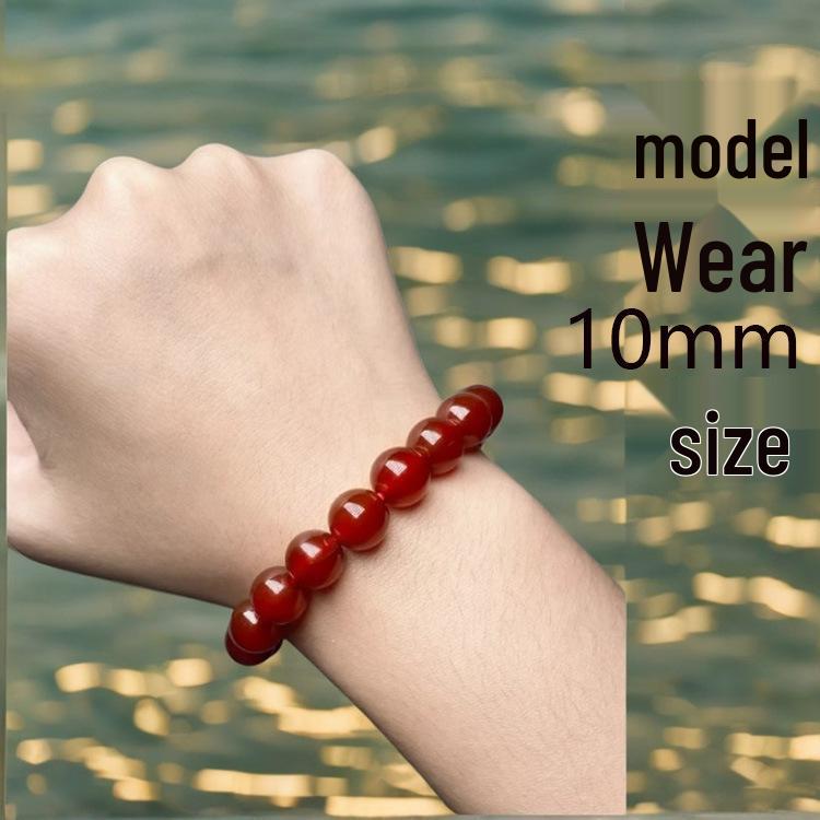 Red Agate Crystal Bracelet: Simple Round Beads, Couple Style Hand Jewelry