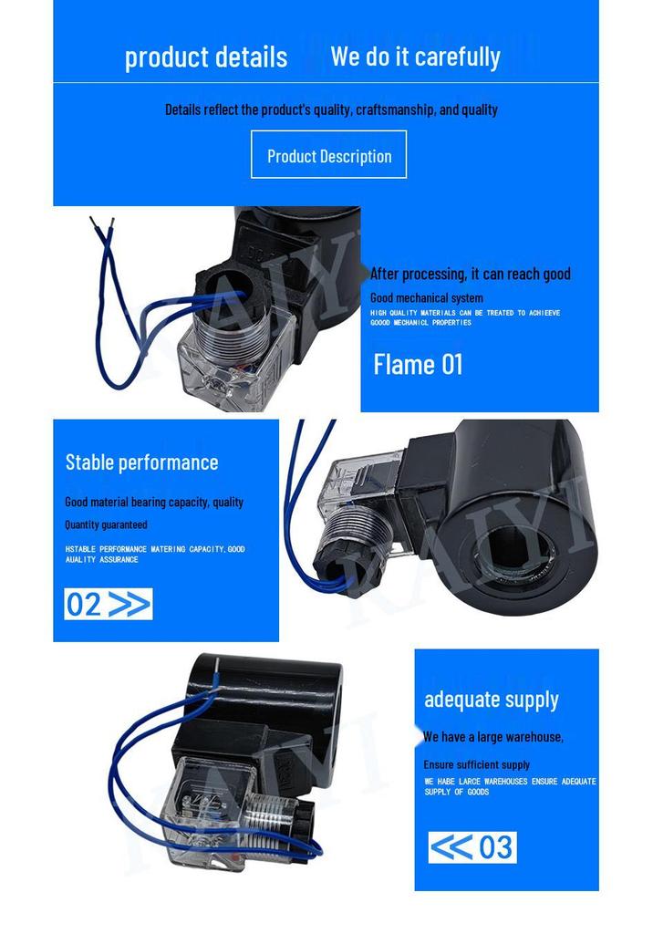 Excavator Solenoid Valve Coil, 20MM Inner Hole, 52MM Height, Square DC12V, Three-Pin with Relay