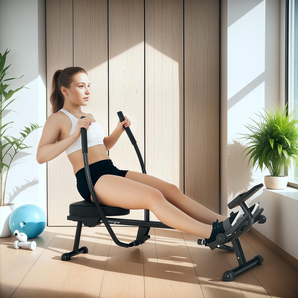 Hydraulický veslařský trenažér 12 úrovní s LCD displejem, pro kardio trénink doma, max. nosnost 130 kg, černá