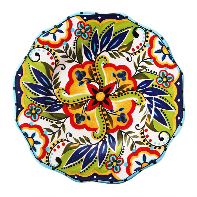 European-style Creative Hand-painted Ceramic Tableware Irregular Western Food Plate Fashion Household Plate Bowl Set Steak Plate