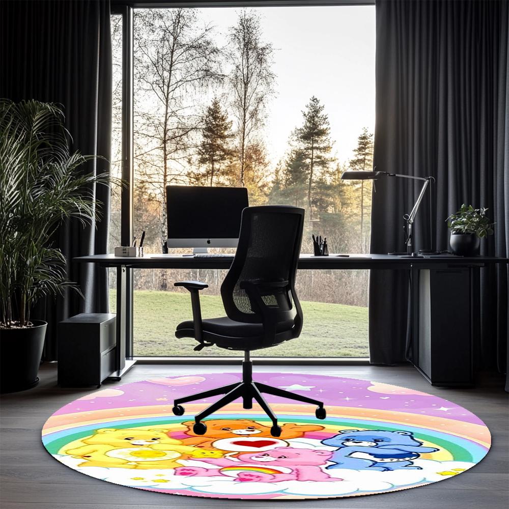 Bear Printed Round Rug Carpet Chair Rug Area Rug Entryway Doormats,for Office Chair Living Room Bedroom Kitchen Room.