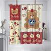 1Pc Cute Bear Printed Waterproof Shower Bathe Partition Privacy Hanging Curtain With 12 Hooks Multiple Size  Machine Washable