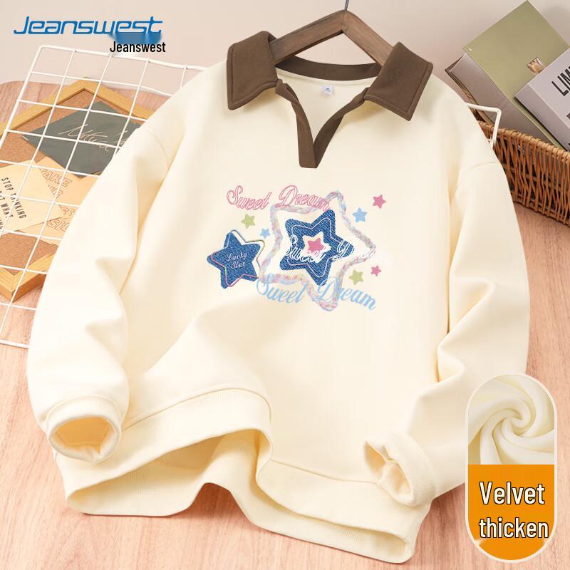 JEANSWEST Damen Fleecegefüttertes Sweatshirt mit Polokragen