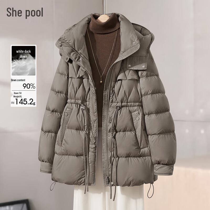 Damen 90% Daunen Winterjacke mit abnehmbarer Kapuze