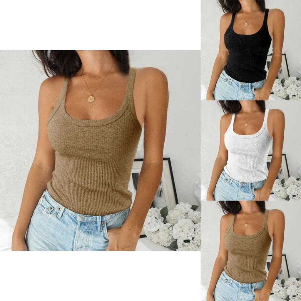 Women Ribbed Tank Top Sleeveless Cami Vest Premium Comfort Basic Blouse Casual Wear