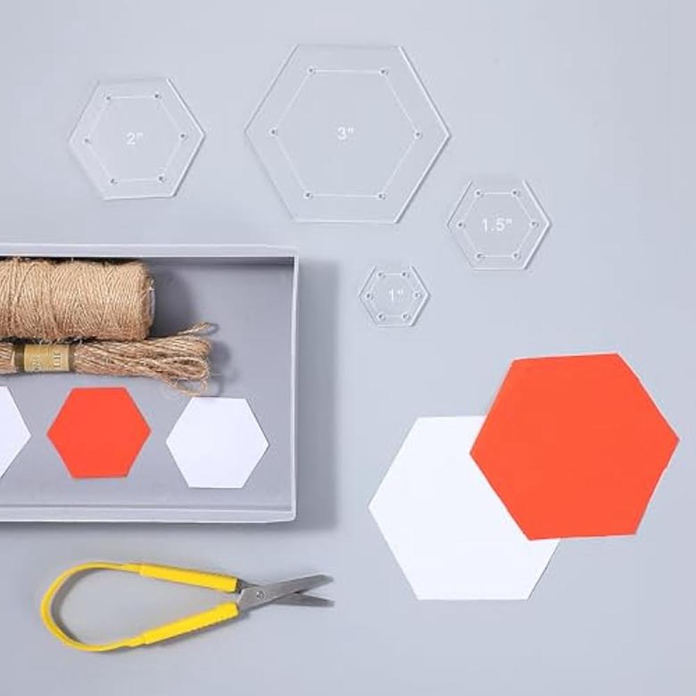 M-Modern-6Pcs Hexagon Quilting Template Acrylic Quilting Rulers & Templates,Piecing Sewing Templates Seam Allowance