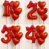 6pcs with Bowknot Number Foil Balloon Romantic Birthday Party Balloons  For Engagements Wedding