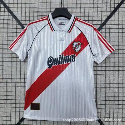 Retro River Plate 1995-96 Domácí dres Pánský fotbalový dres s krátkým rukávem Klasické vintage fotbalové tričko