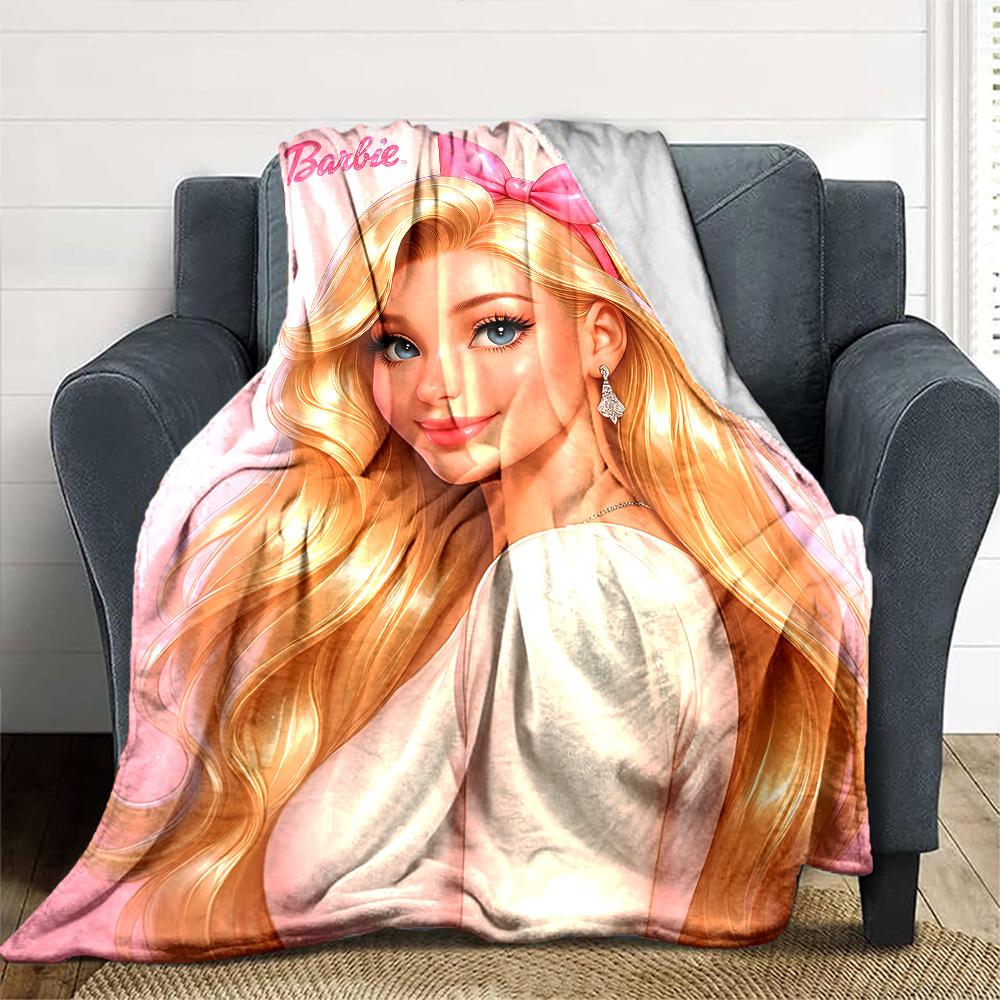 1pc Barbie Flannel Blanket Soft Warm Throw for Home, Office, Travel, All-Season Cozy Bedding GiftL1197