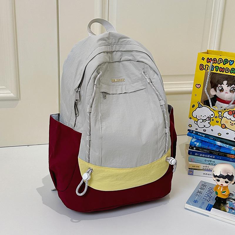 Schoolbag Korean ins Contrast Color Splicing Backpack Women's Lightweight Versatile Junior High School Student High School Student School Bag 