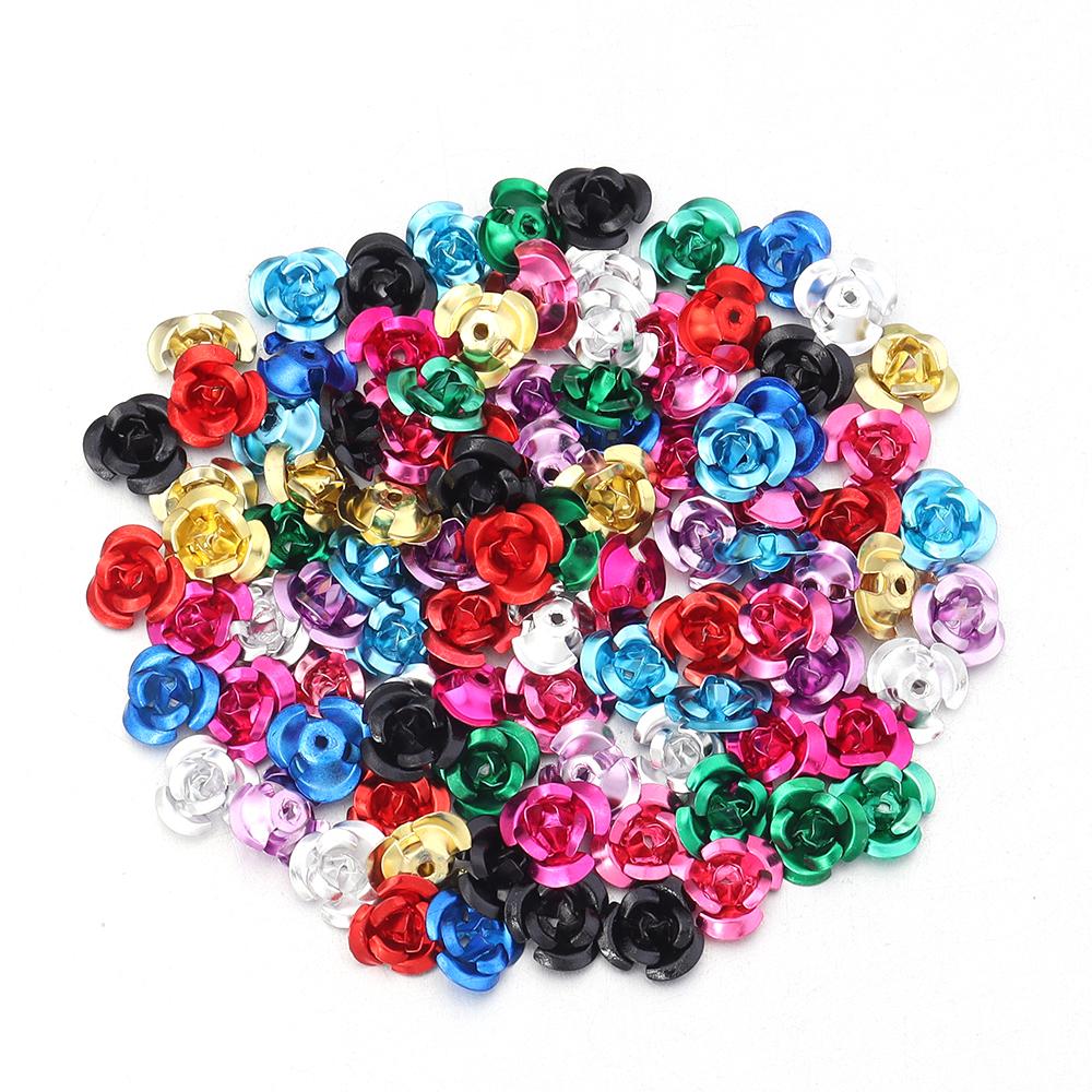 50/100pcs Aluminum Rose Flower Metal Mixed Color Flowers For Wedding Party DIY Jewelry Making Crafts Earring Headwear Decoration