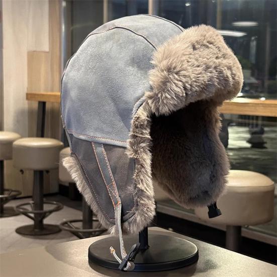Lei Feng Hat with Adjustable Plush Lining All-Round Thermal Barrier Ear Protection Hat Windproof Water-Repellent Winter Cap