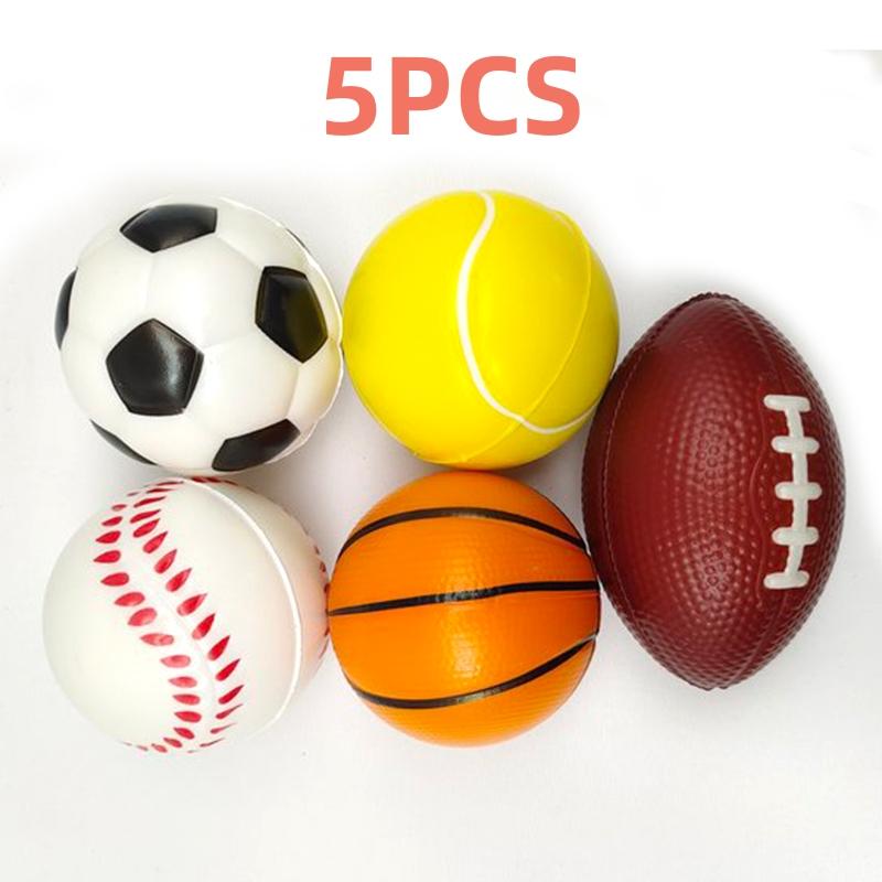 5 STK Elastisk PU Svampball Basketball Fotball Baseball Tennis Rugby Footdall Mini Dekompresjonsball Utløser Trykkleketøy