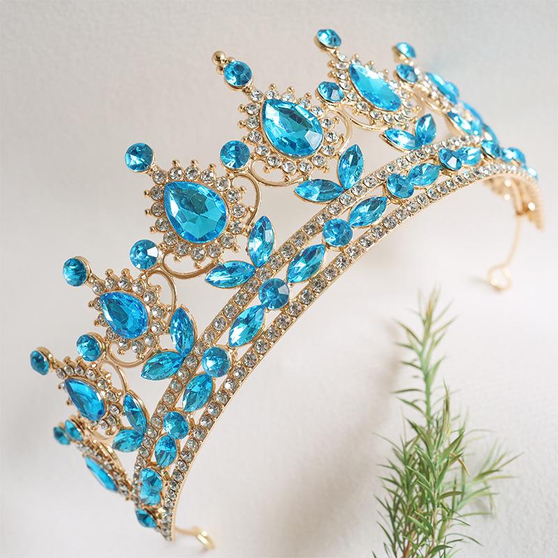 Korona Panny Młodej Barokowa Woda Diament Nakrycie Głowy Księżniczka Kryształowa Okrągła Korona Suknia Ślubna Dodatek do Włosów Sukienka Opaska do Włosów Diament