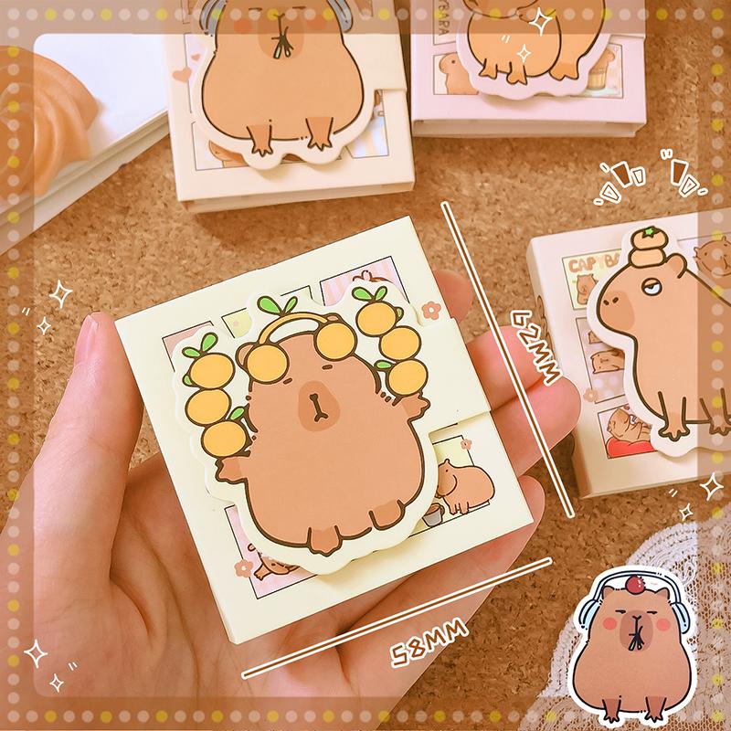 Kawaii Stationary Supplies Office Accessories Index for Books Notepad Capybara Mini Portable Notebooks Memo Pads For School