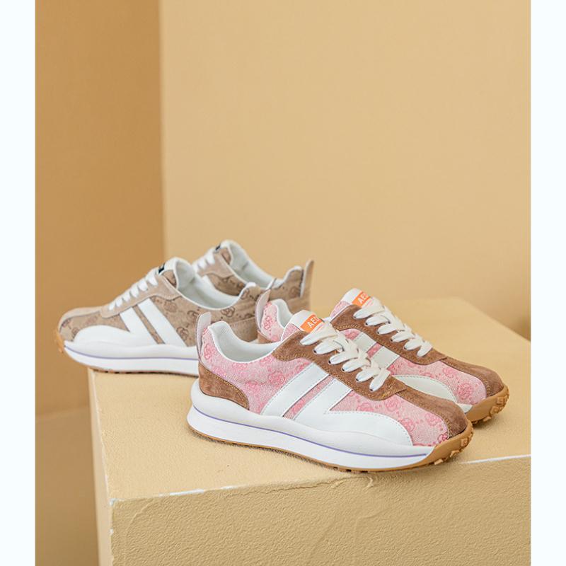 Spring Dad Shoes Pink Color Block Forrest Gump Shoes Versatile Casual Large Size Women's Shoes