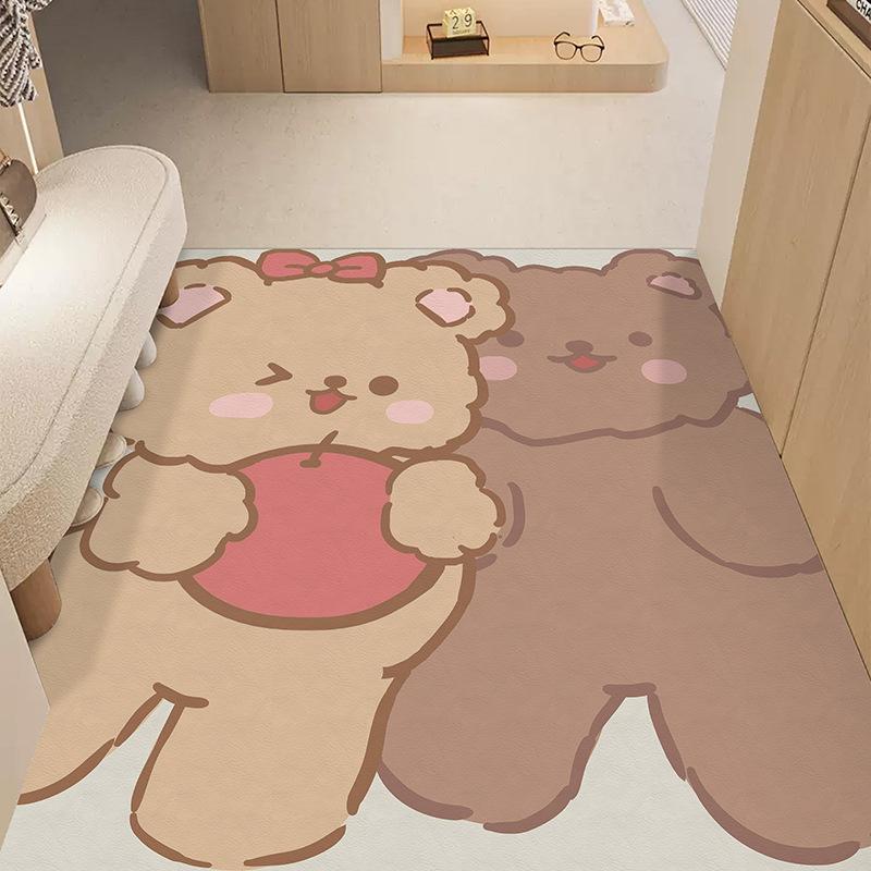 Cute Cat Household Door Floor Mat Leather Floor Mat Entry Door Porch Non-Slip And Wear-Resistant Foot Mat Girl Heart Floor Mat