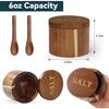 Bamboo Salt Cellar, 2 PCS Salt Container with Built-in Spoon, Salt Box Bowl with Magnetic Swivel Lid, Elegant Kitchen Salt Holder Saver Jar To Storage