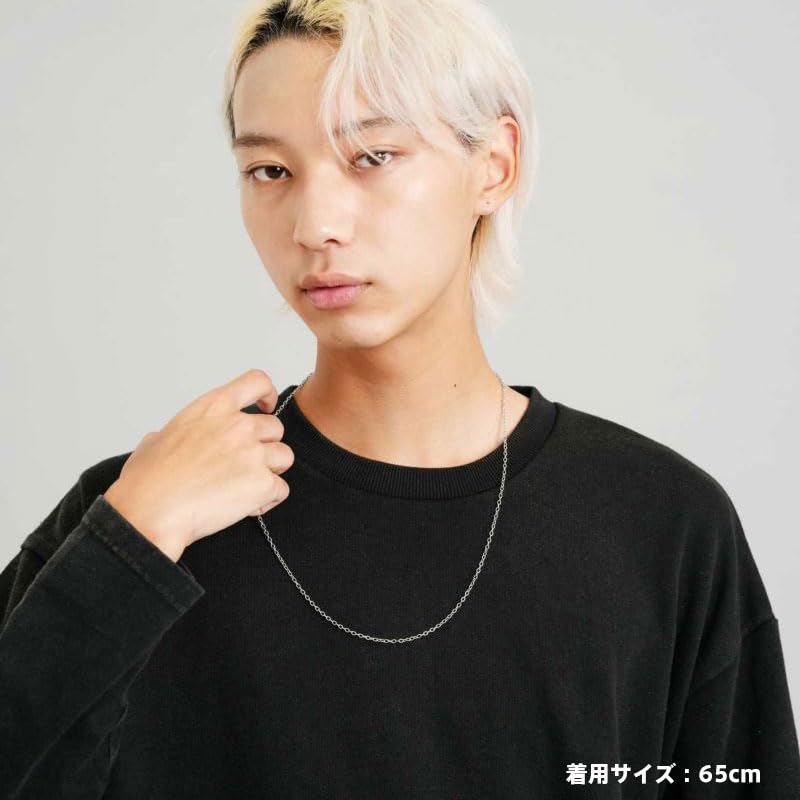 Wrapped slendery chain adzuki surgical stainless steel comes with custom brand [Lionheart] necklace, bean, 316L, hypoallergenic, pouch, men's (65cm)