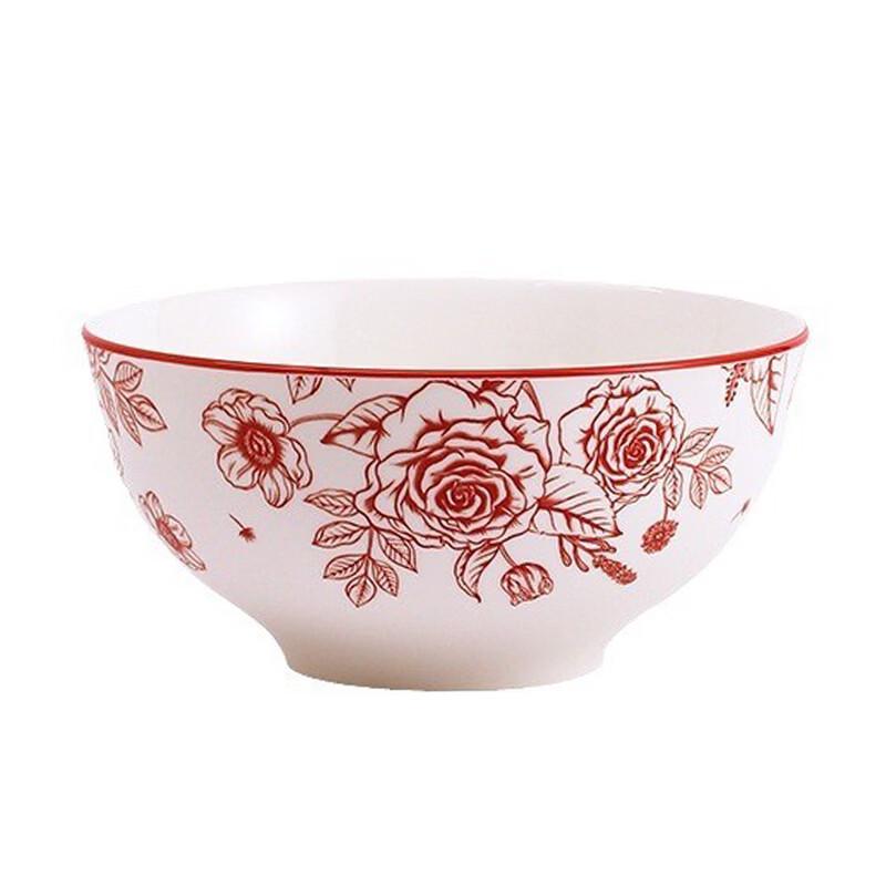 Retro Red Rose Ceramic Shallow Plate
