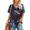 Seksowny kotek kwiatowy nadruk dekolt w serek vintage koszulka dla nastolatków koszulki unisex ubrania vintage streetwear codzienny styl moda streetwear y2k topy