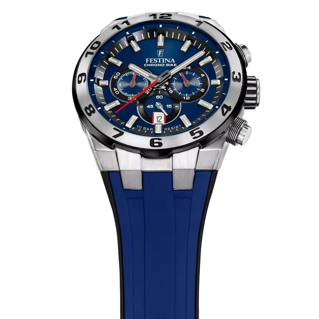 FESTINA Chrono Bike Kautschukarmband Blaues Zifferblatt Quarz F20671-1 100M Herrenuhr