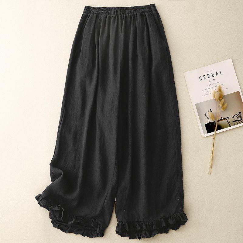 

Women s Japanese Style Cotton Linen Wide-Leg Lantern Pants XL (115-130 jin)