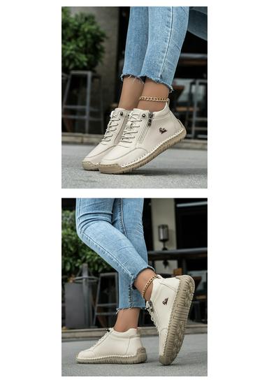 Hand-Stitched Women’s Soft Sole Flat Casual Shoes for Autumn & Winter - A805